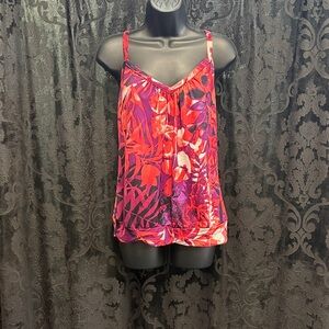 Coral and Purple Tropical Print Camisole Top